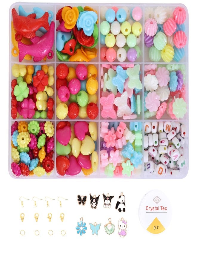 Ambitieux DIY Bracelet Making Kit for Girls - 12 Types Colorful Beads with Charms, Elastic Thread, Earrings, Clasps & Rings - Jewellery Craft Kit for Kids, Birthday Return Gift, Rakhi Special Set for 2 3 4 5 6 7 8 9 10 years (Multicolor 2) - Image 1